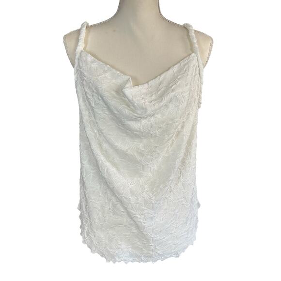 Free People Mykonos Top Women Sze M White Strappy Textured Cowl Neck Scooped Hem - Picture 1 of 12